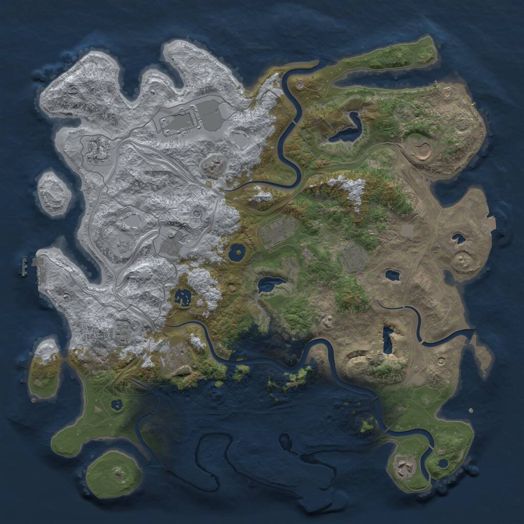 Rust Map: Procedural Map, Size: 4500, Seed: 54225948, 16 Monuments