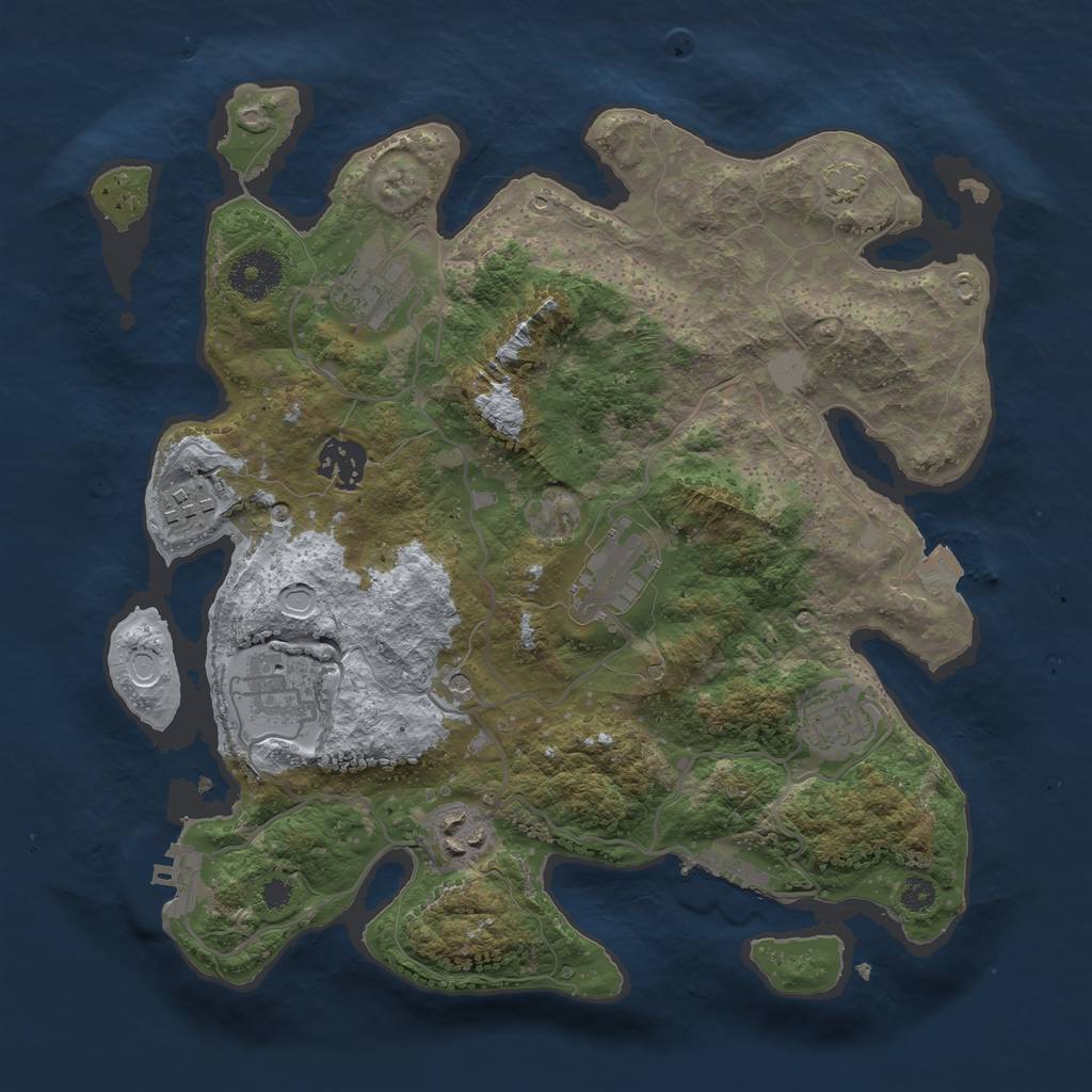 Rust Map: Procedural Map, Size: 3250, Seed: 1105236518, 14 Monuments
