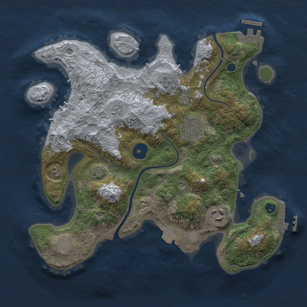 Rust Map: Procedural Map, Size: 3000, Seed: 529047751, 9 Monuments