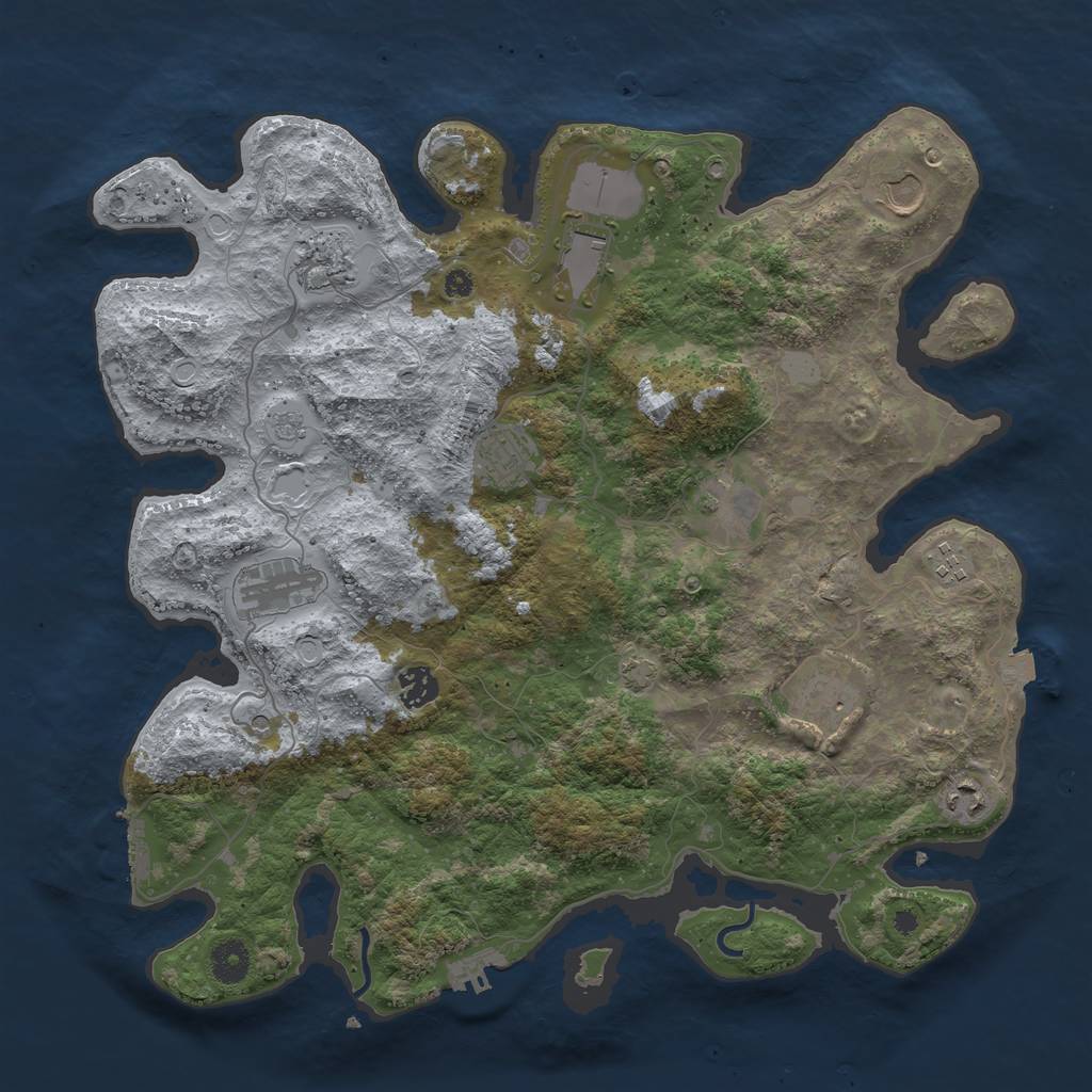 Rust Map: Procedural Map, Size: 3950, Seed: 6536841, 18 Monuments