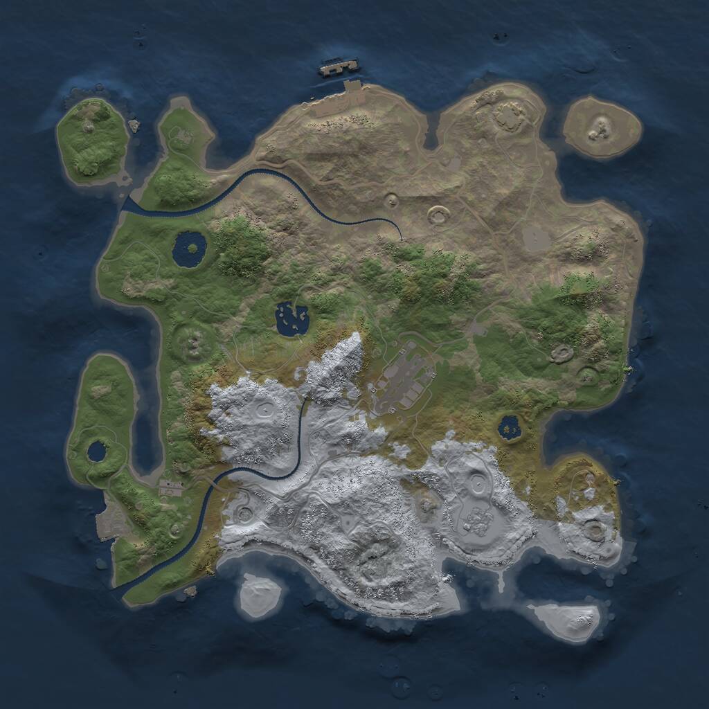 Rust Map: Procedural Map, Size: 3000, Seed: 2134877706, 7 Monuments
