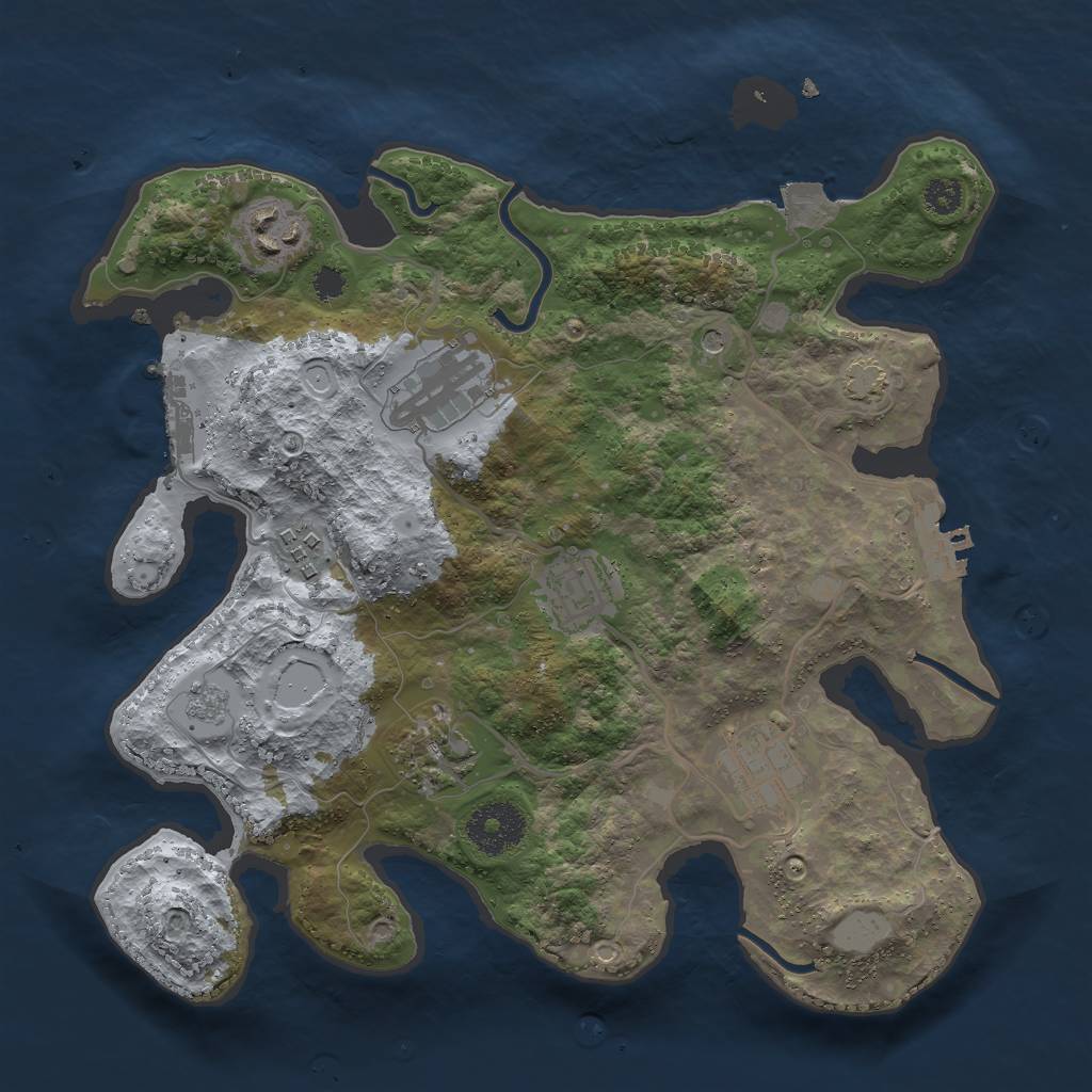Rust Map: Procedural Map, Size: 3000, Seed: 877622416, 14 Monuments