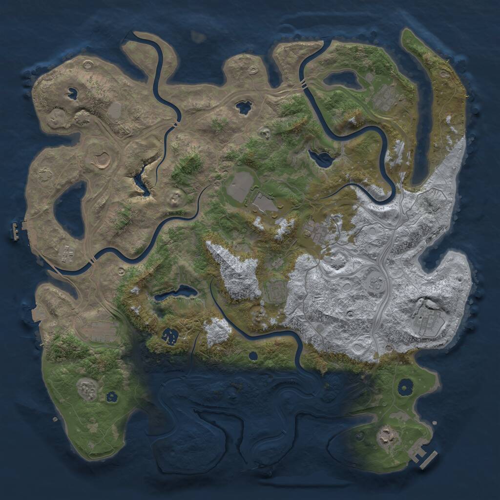 Rust Map: Procedural Map, Size: 4500, Seed: 601581618, 16 Monuments