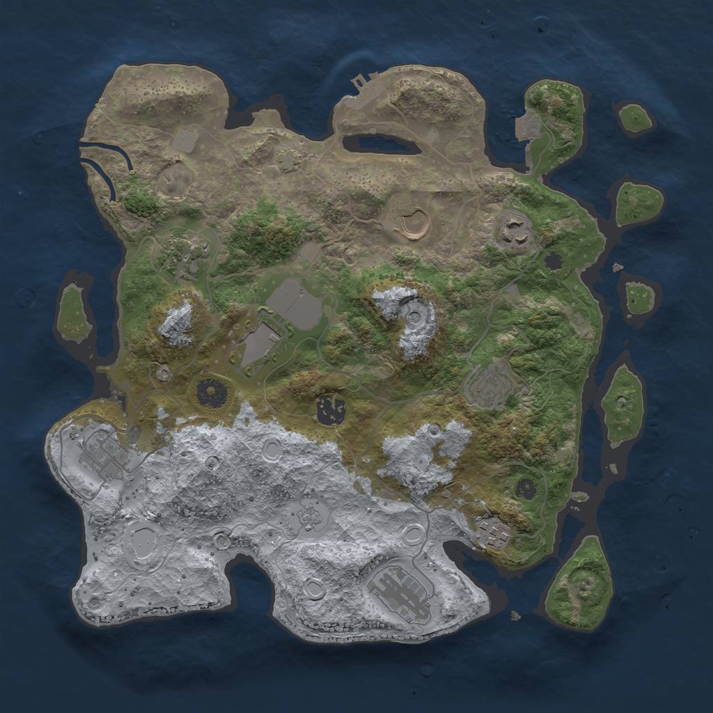 Rust Map: Procedural Map, Size: 3500, Seed: 684200948, 16 Monuments