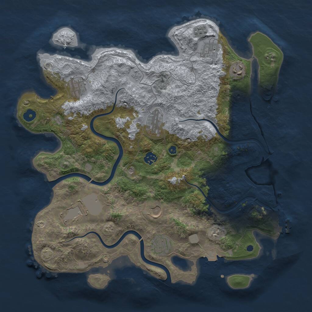 Rust Map: Procedural Map, Size: 3850, Seed: 230309100, 14 Monuments