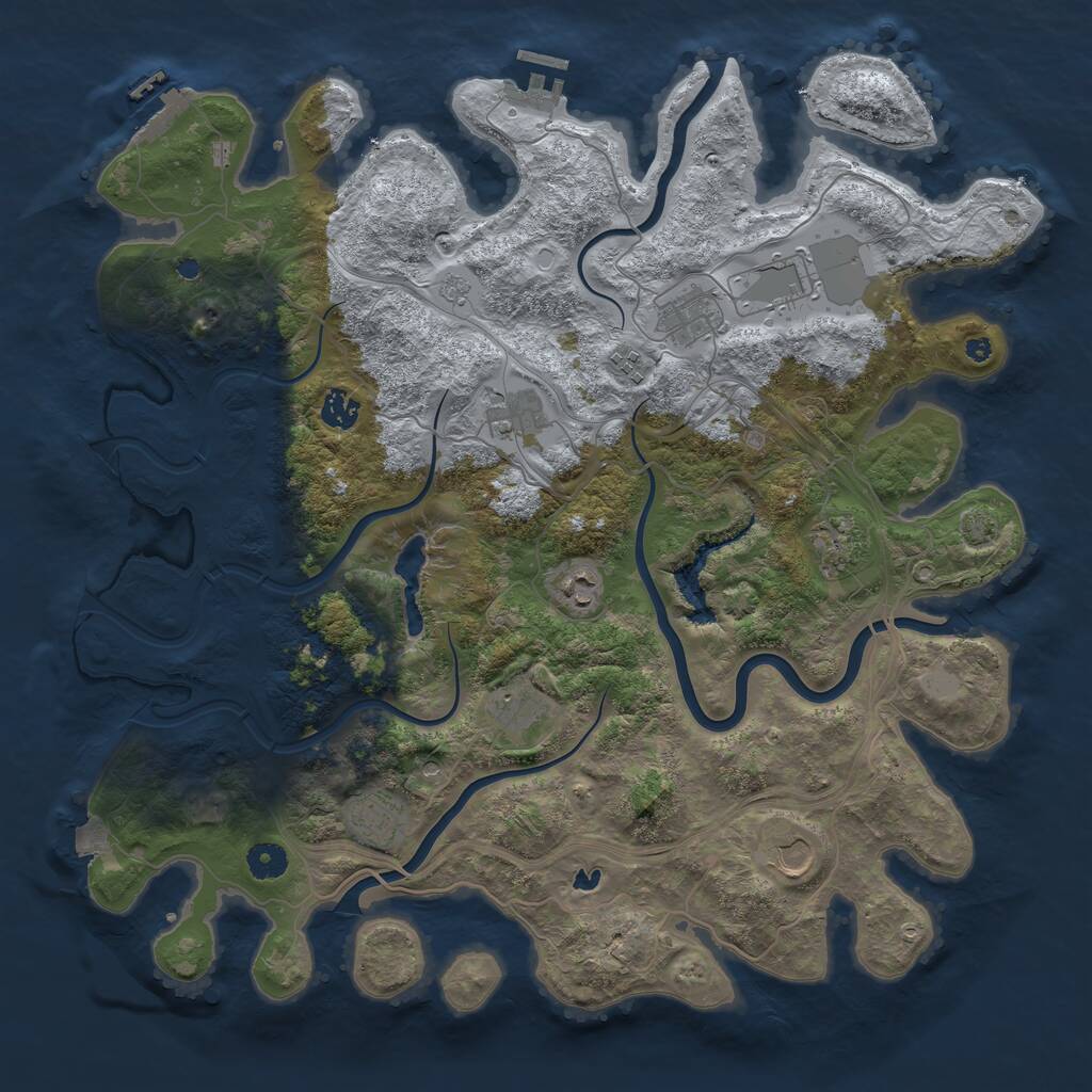 Rust Map: Procedural Map, Size: 4250, Seed: 1289663520, 16 Monuments