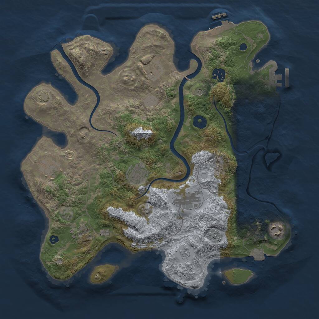 Rust Map: Procedural Map, Size: 3499, Seed: 55634322, 14 Monuments