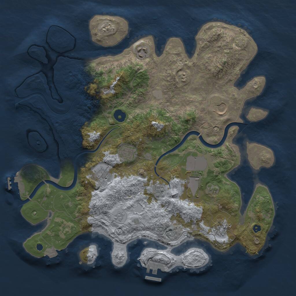 Rust Map: Procedural Map, Size: 3700, Seed: 515394678, 13 Monuments