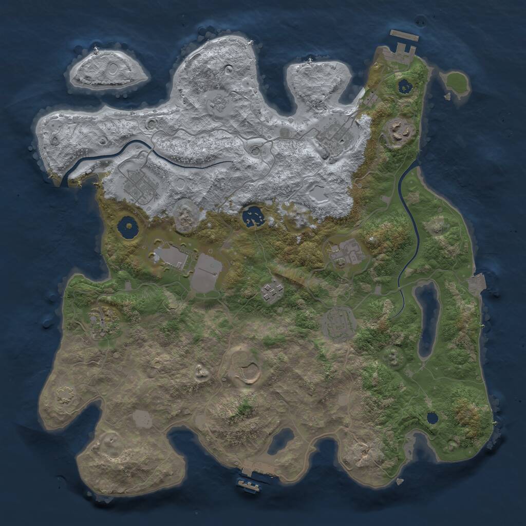 Rust Map: Procedural Map, Size: 3700, Seed: 89345614, 16 Monuments