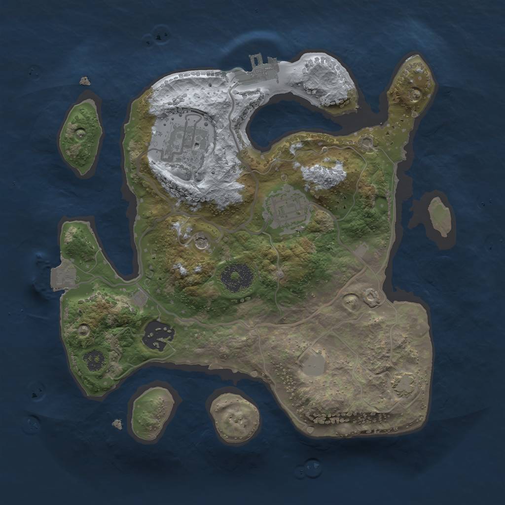 Rust Map: Procedural Map, Size: 2500, Seed: 199243073, 9 Monuments