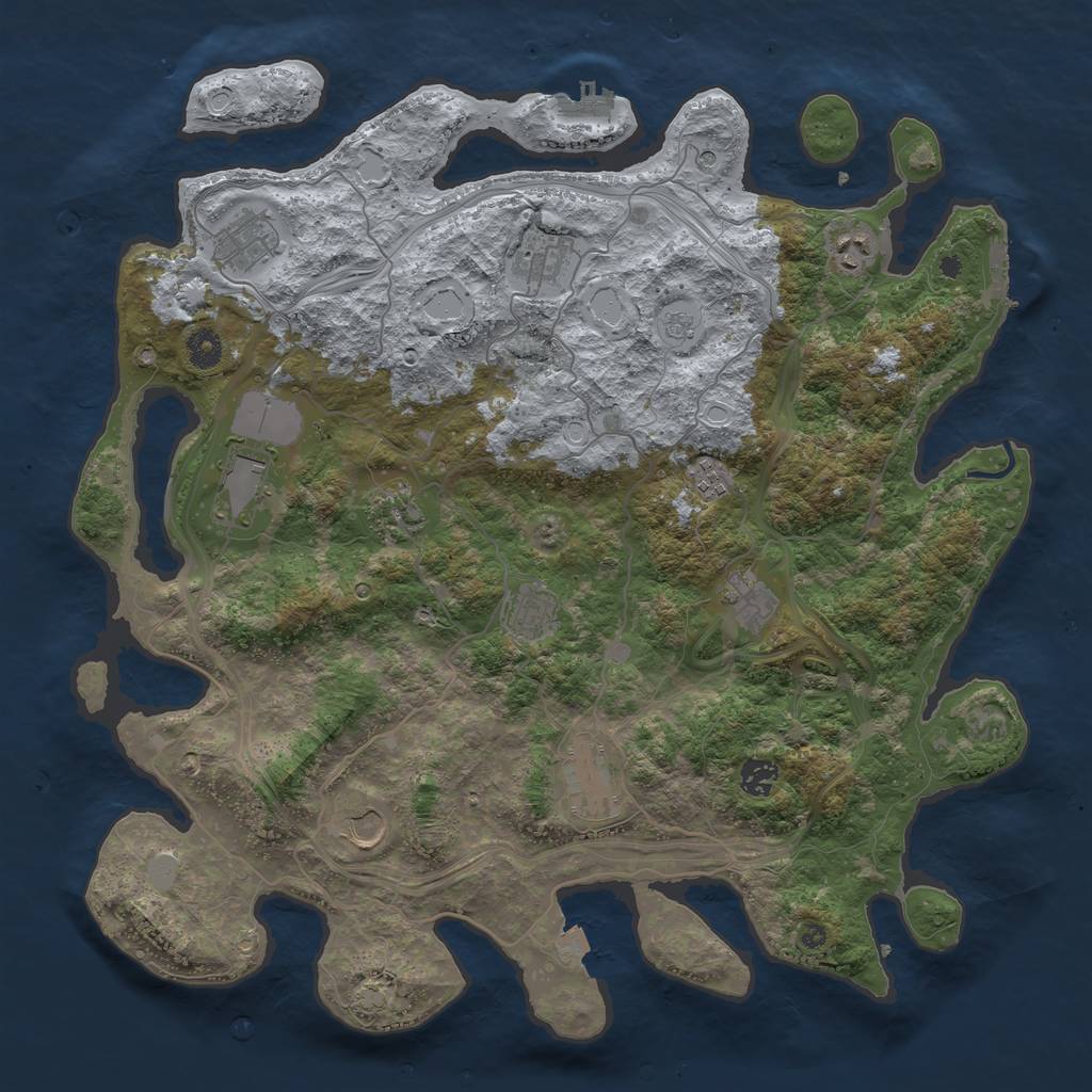 Rust Map: Procedural Map, Size: 4250, Seed: 633504663, 19 Monuments