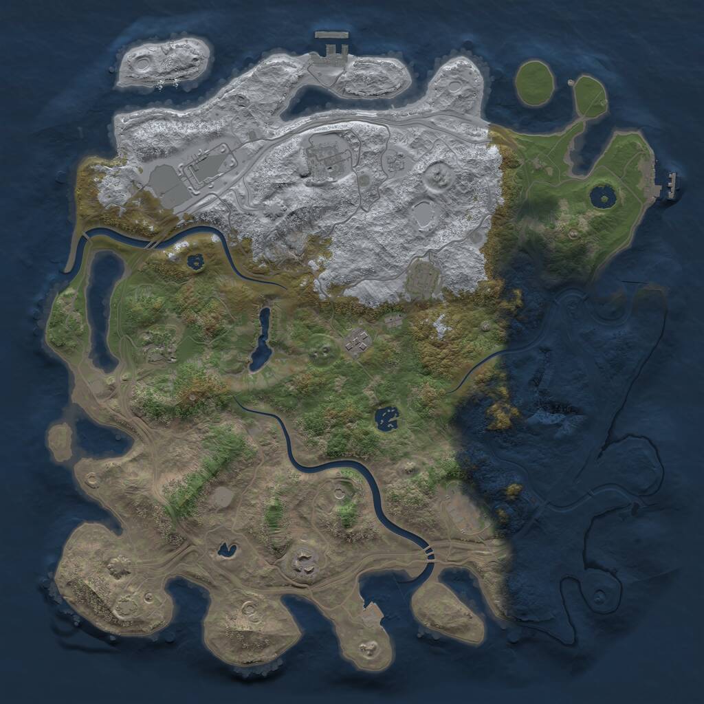 Rust Map: Procedural Map, Size: 4250, Seed: 633504663, 14 Monuments