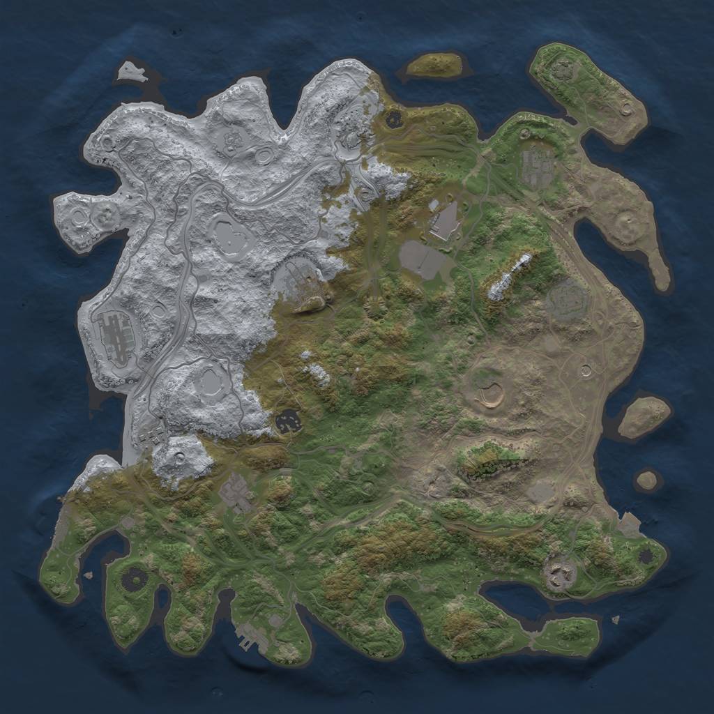 Rust Map: Procedural Map, Size: 4250, Seed: 1245344393, 19 Monuments