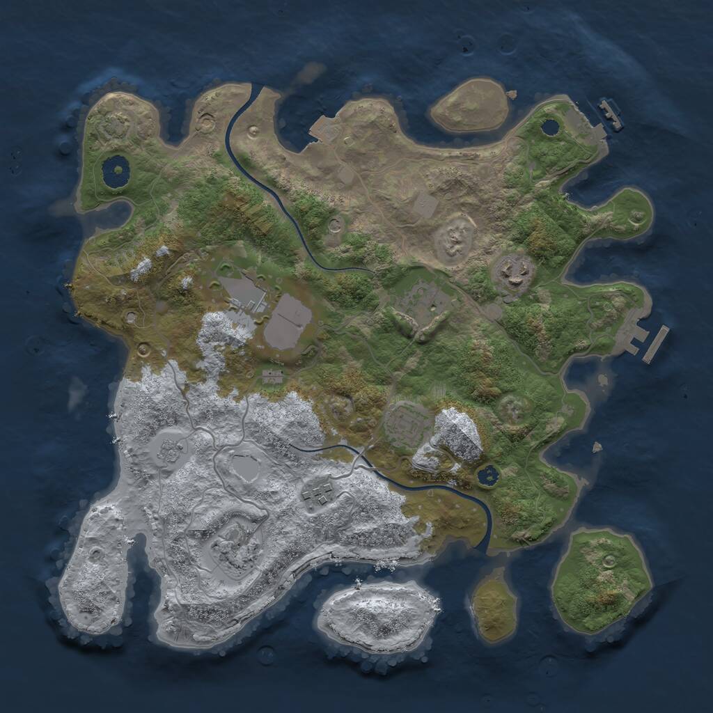 Rust Map: Procedural Map, Size: 3500, Seed: 1538649846, 12 Monuments