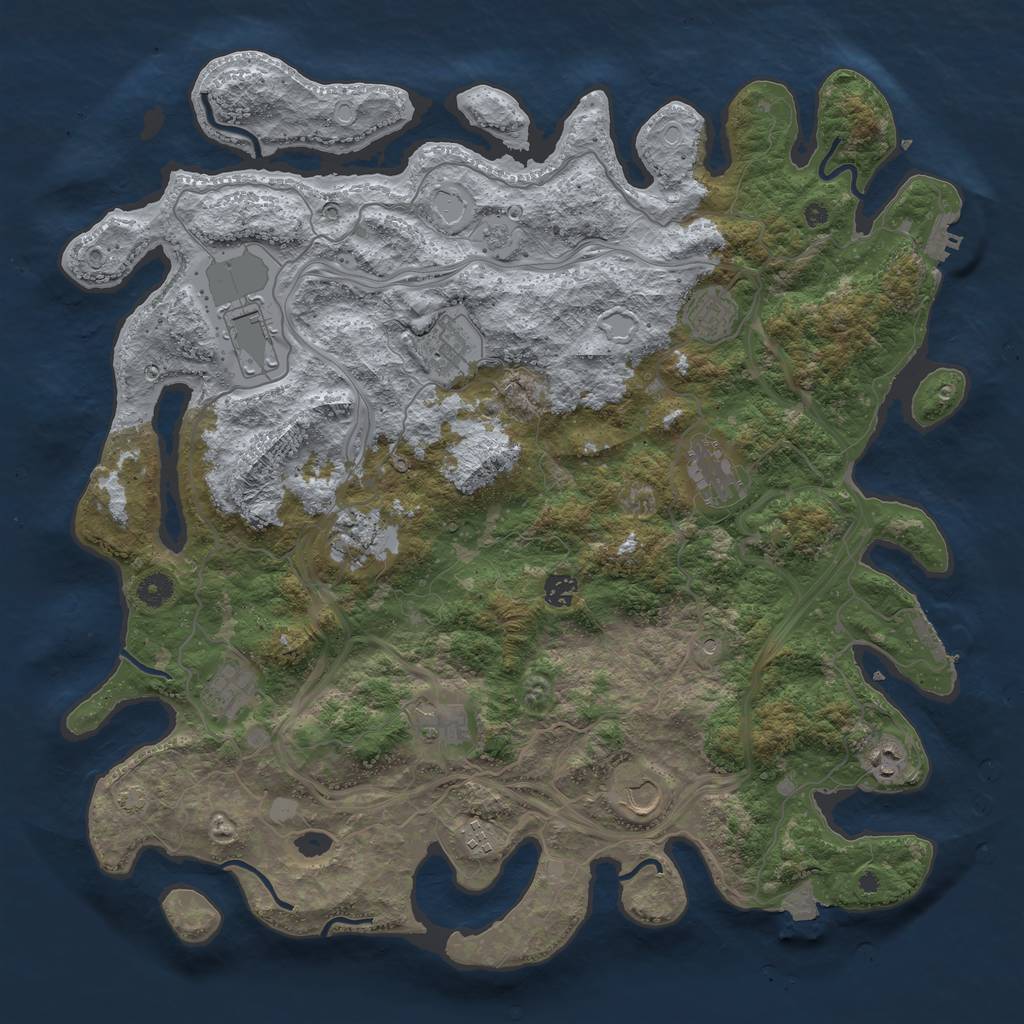 Rust Map: Procedural Map, Size: 4500, Seed: 984571246, 19 Monuments