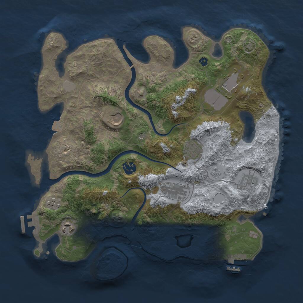 Rust Map: Procedural Map, Size: 3500, Seed: 919433887, 14 Monuments