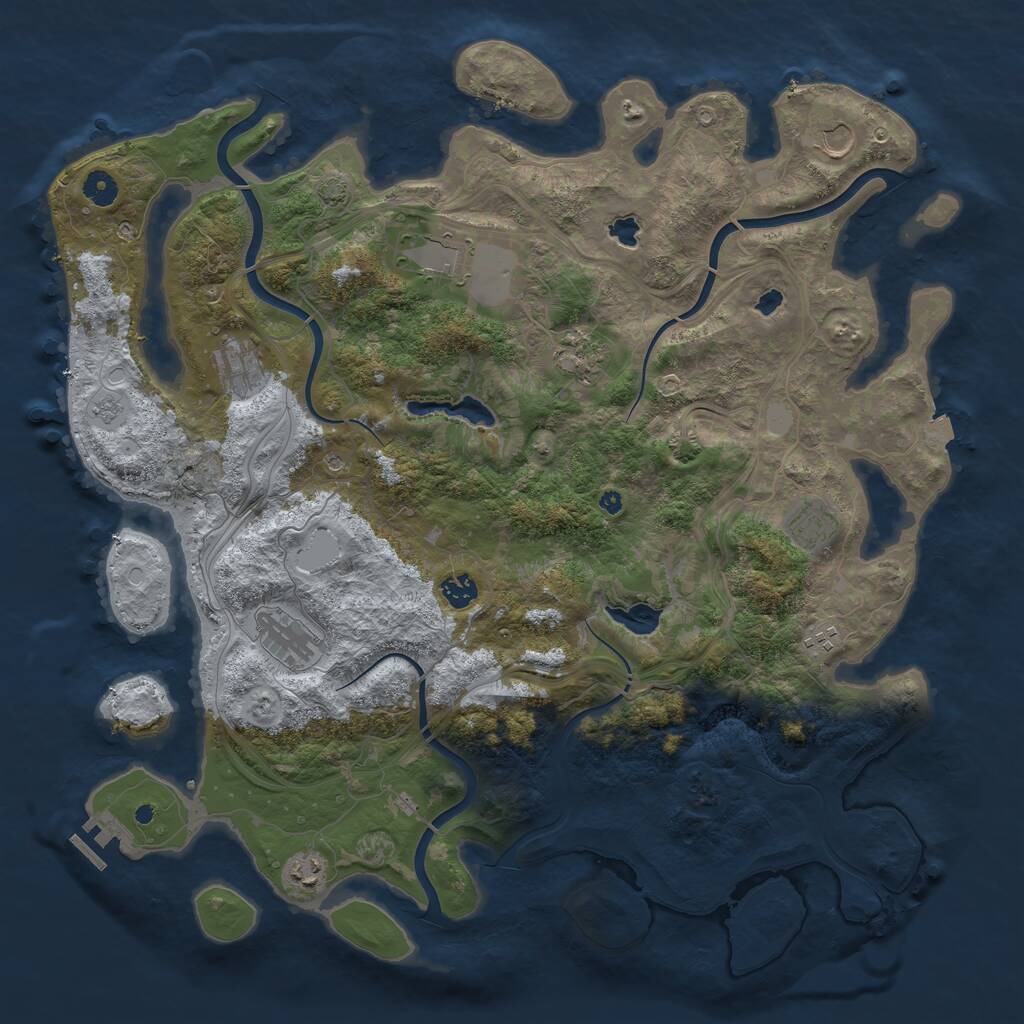 Rust Map: Procedural Map, Size: 4500, Seed: 89727, 14 Monuments
