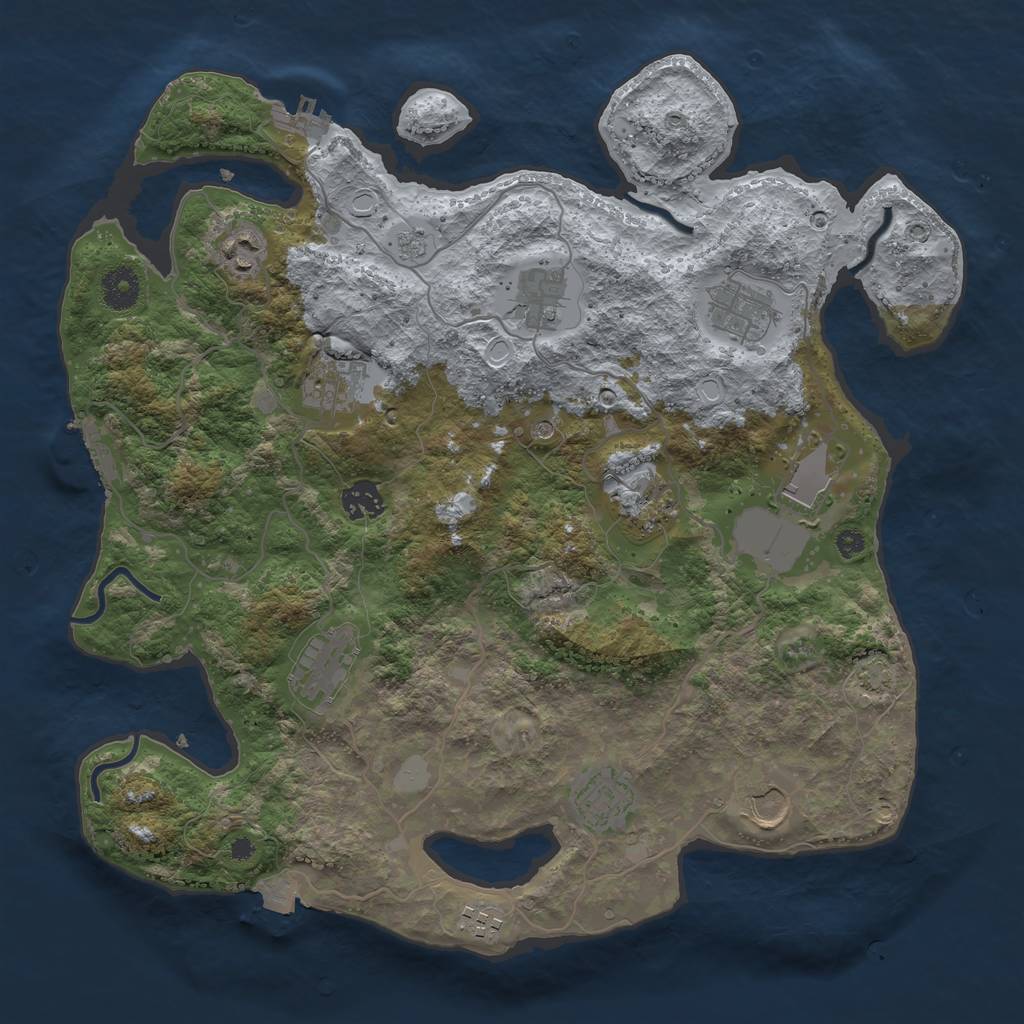 Rust Map: Procedural Map, Size: 3750, Seed: 4075496, 19 Monuments