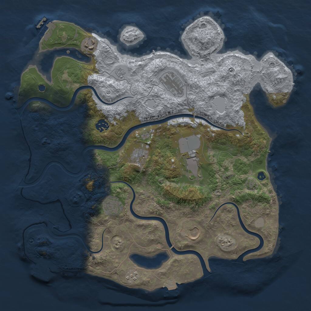 Rust Map: Procedural Map, Size: 3750, Seed: 4075496, 14 Monuments