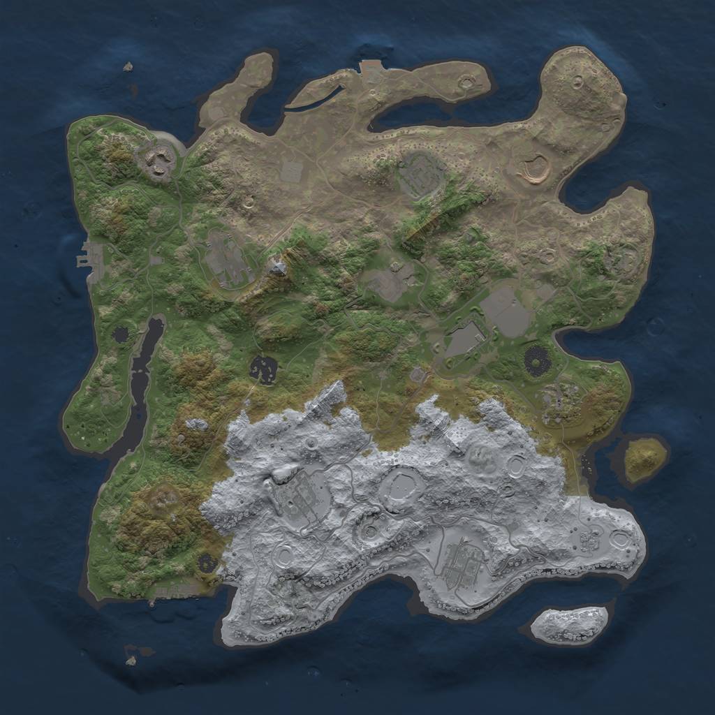 Rust Map: Procedural Map, Size: 3750, Seed: 525, 18 Monuments