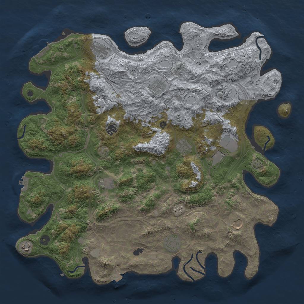 Rust Map: Procedural Map, Size: 4500, Seed: 76115996, 19 Monuments