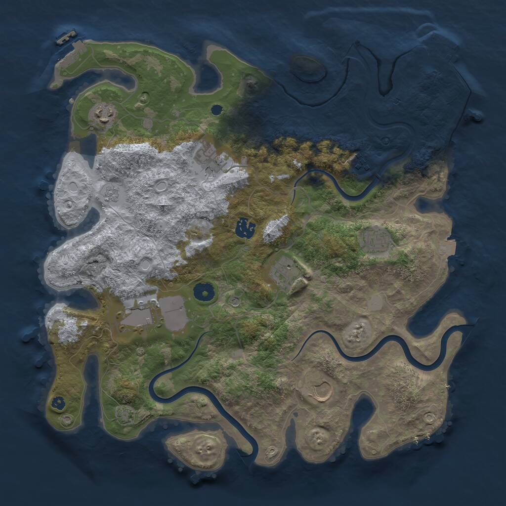 Rust Map: Procedural Map, Size: 3750, Seed: 820940, 14 Monuments
