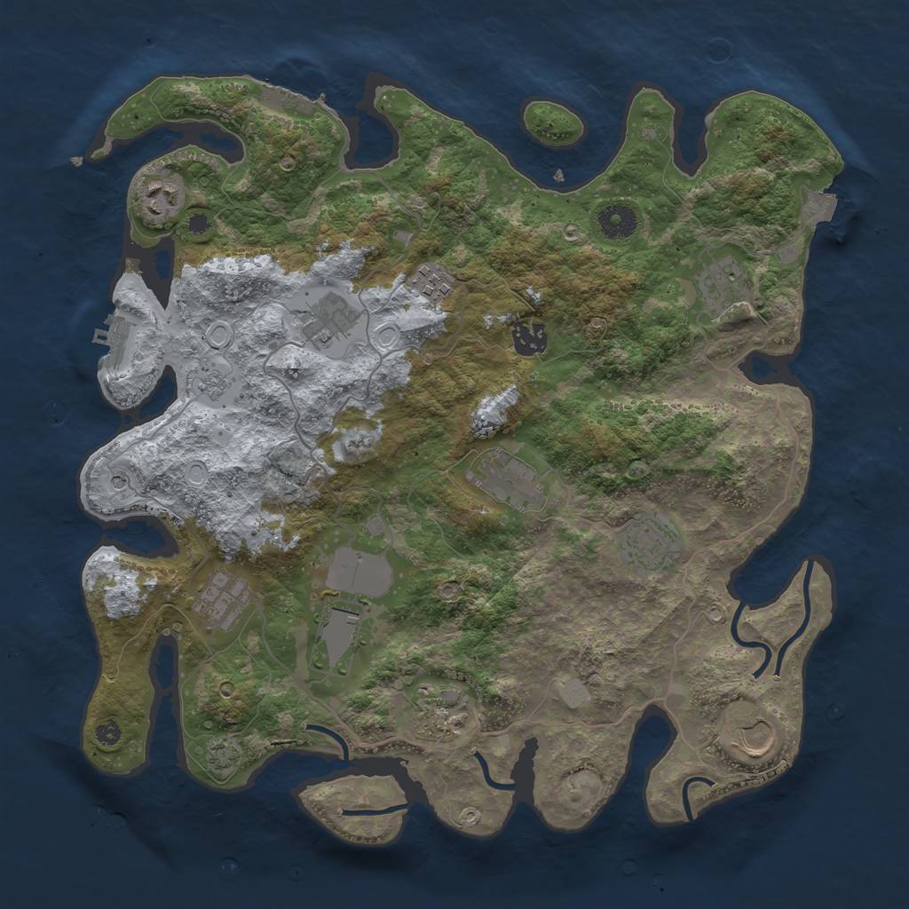 Rust Map: Procedural Map, Size: 3750, Seed: 820940, 19 Monuments