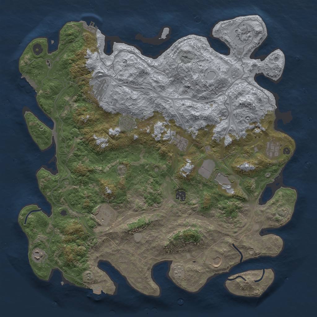 Rust Map: Procedural Map, Size: 4500, Seed: 1151233115, 19 Monuments