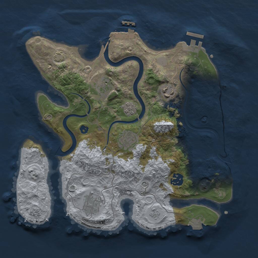 Rust Map: Procedural Map, Size: 3000, Seed: 513057778, 12 Monuments