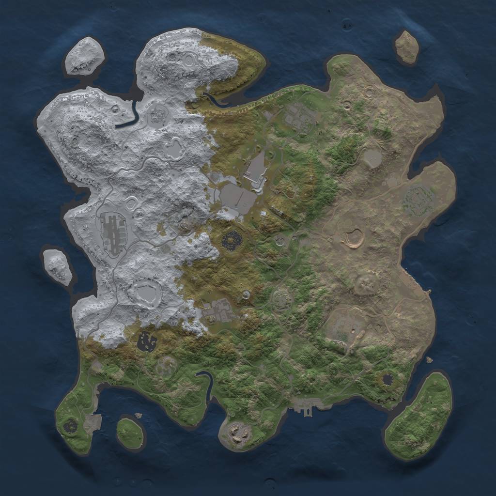 Rust Map: Procedural Map, Size: 3700, Seed: 1048358432, 17 Monuments