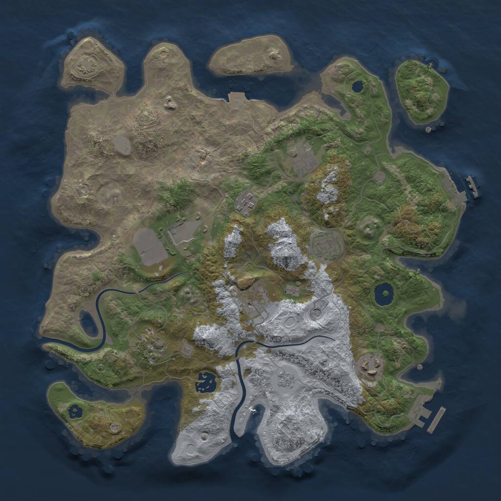 Rust Map: Procedural Map, Size: 3500, Seed: 1139920519, 14 Monuments