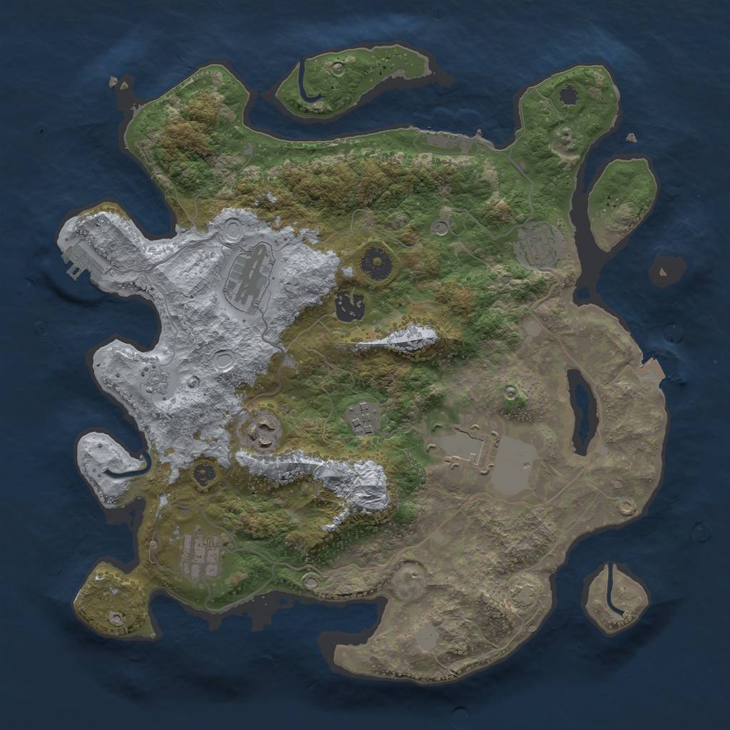 Rust Map: Procedural Map, Size: 3500, Seed: 590130560, 15 Monuments