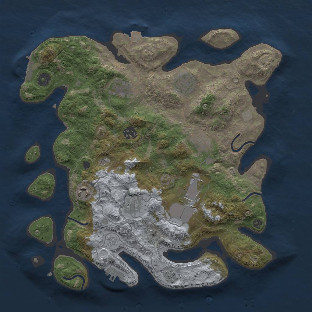 Rust Map: Procedural Map, Size: 3500, Seed: 760067109, 16 Monuments