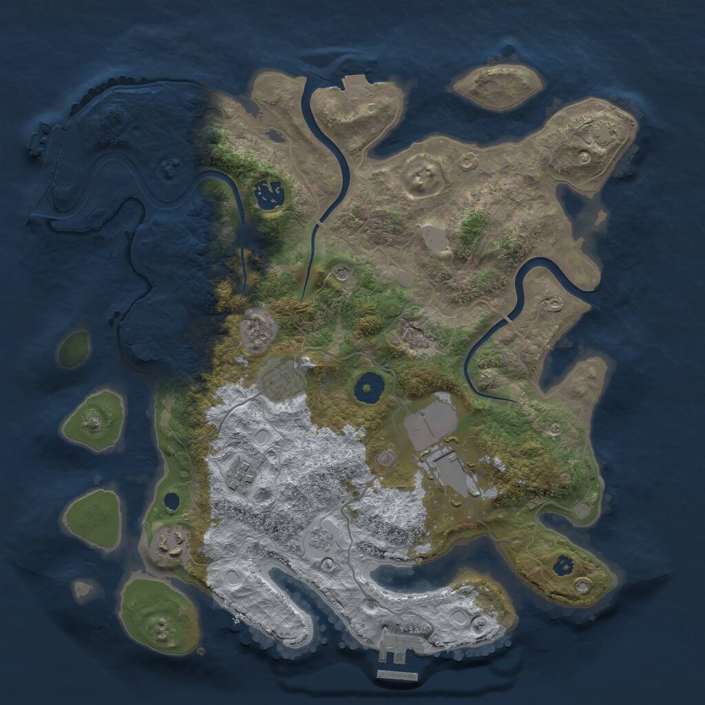 Rust Map: Procedural Map, Size: 3500, Seed: 760067109, 11 Monuments