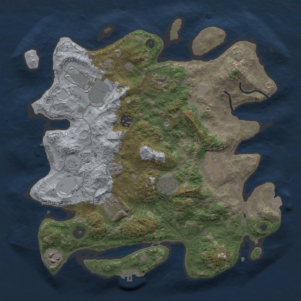 Rust Map: Procedural Map, Size: 3500, Seed: 114775484, 16 Monuments