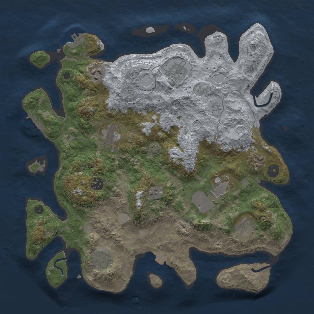 Rust Map: Procedural Map, Size: 3750, Seed: 1159315646, 17 Monuments