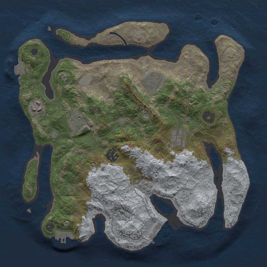 Rust Map: Procedural Map, Size: 3200, Seed: 55580, 14 Monuments