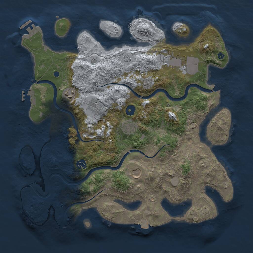 Rust Map: Procedural Map, Size: 3750, Seed: 238826, 13 Monuments