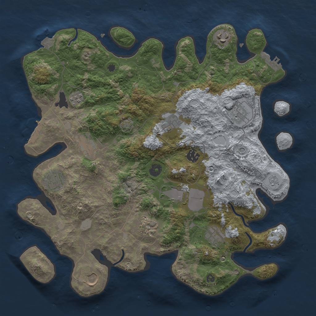 Rust Map: Procedural Map, Size: 3750, Seed: 71357024, 19 Monuments