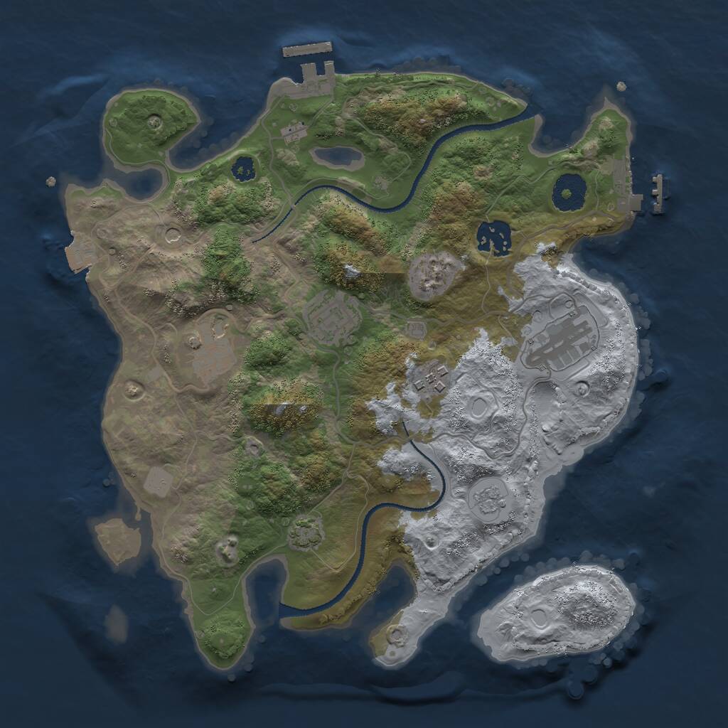 Rust Map: Procedural Map, Size: 3000, Seed: 1555088070, 11 Monuments