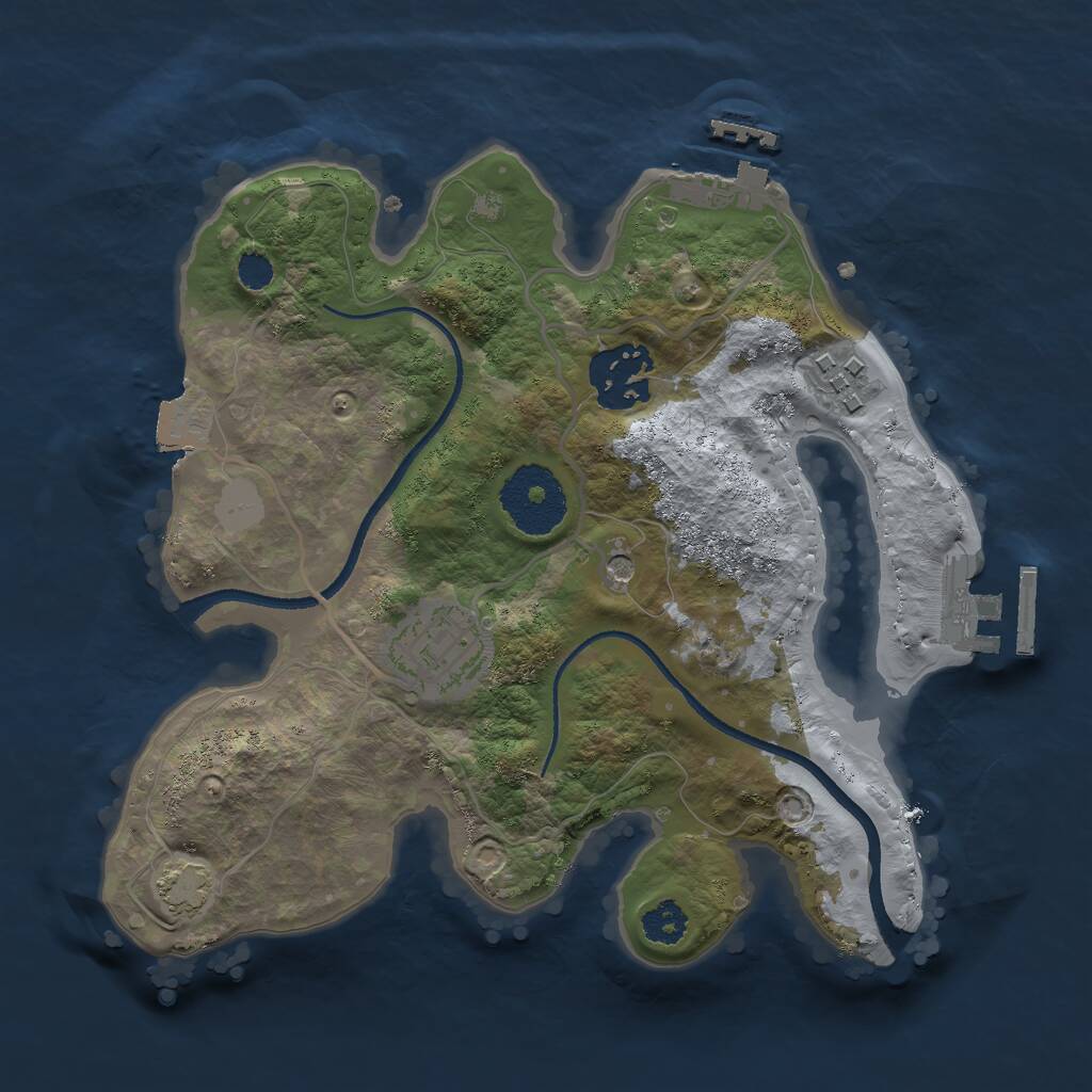 Rust Map: Procedural Map, Size: 2500, Seed: 1518368194, 8 Monuments