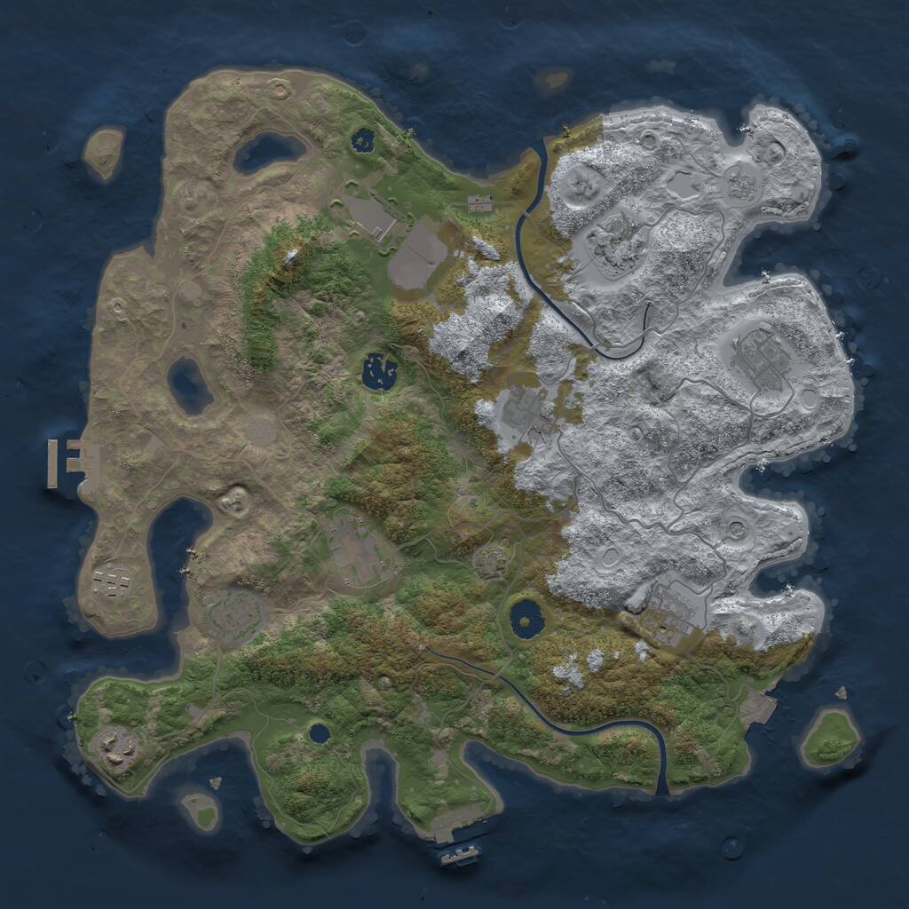 Rust Map: Procedural Map, Size: 3750, Seed: 589029490, 16 Monuments