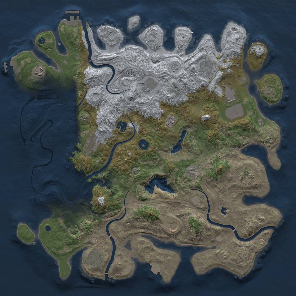 Rust Map: Procedural Map, Size: 4300, Seed: 40001, 16 Monuments