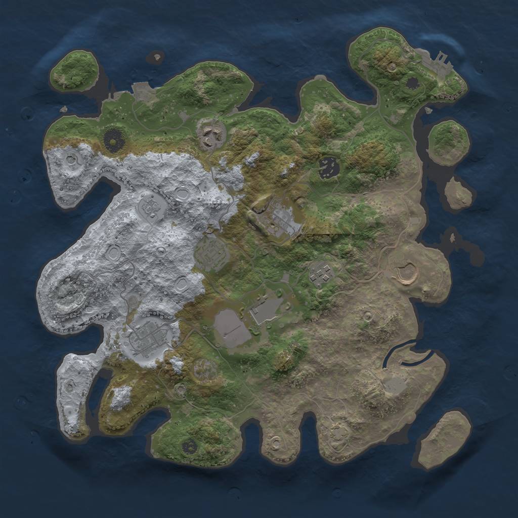 Rust Map: Procedural Map, Size: 3500, Seed: 1072405191, 15 Monuments