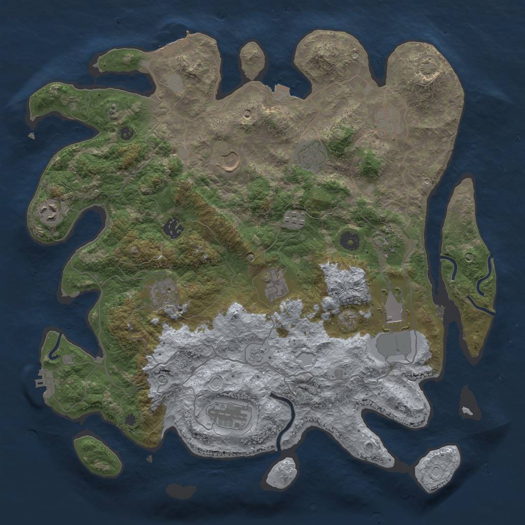 Rust Map: Procedural Map, Size: 4000, Seed: 1940217200, 19 Monuments