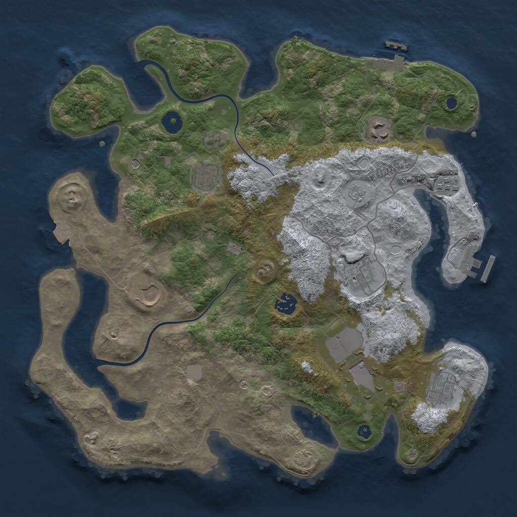 Rust Map: Procedural Map, Size: 3700, Seed: 2125131553, 14 Monuments