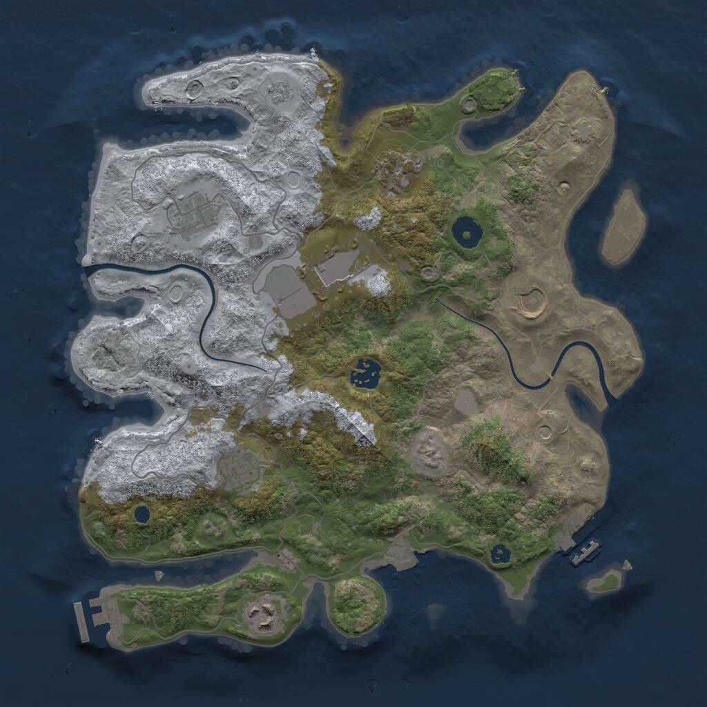 Rust Map: Procedural Map, Size: 3500, Seed: 720478613, 13 Monuments