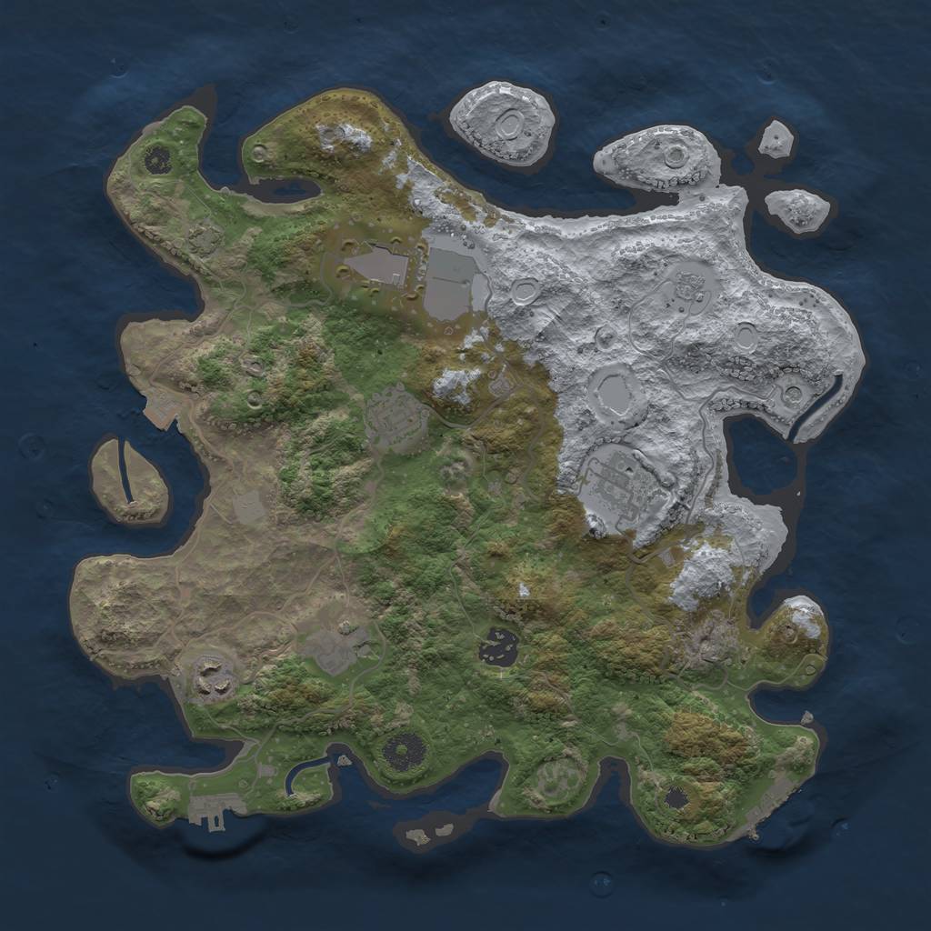 Rust Map: Procedural Map, Size: 3500, Seed: 32718285, 14 Monuments