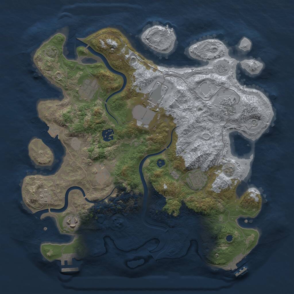 Rust Map: Procedural Map, Size: 3500, Seed: 32718285, 14 Monuments