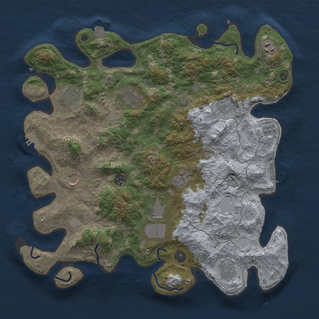 Rust Map: Procedural Map, Size: 4000, Seed: 252853545, 18 Monuments